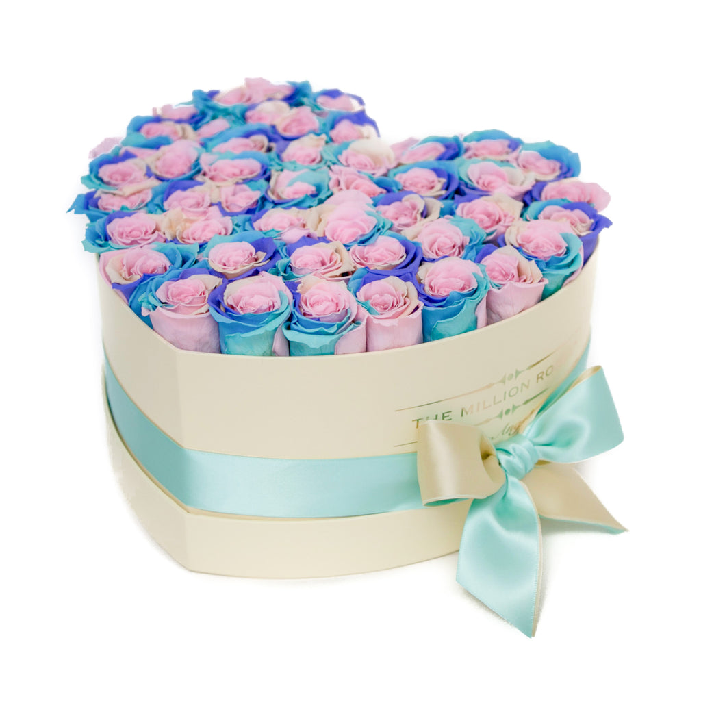 LOVE box - vanilla - pastel-rainbow ETERNITY roses