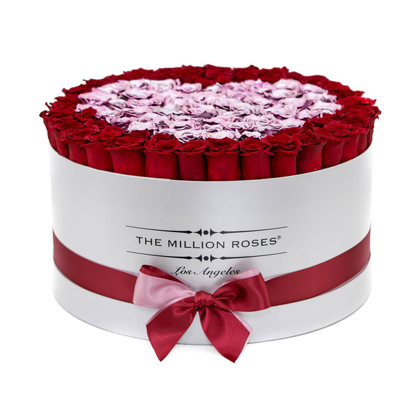 the million LARGE box - silver - red&rose-gold (heart) ETERNITY roses rose gold - the million roses