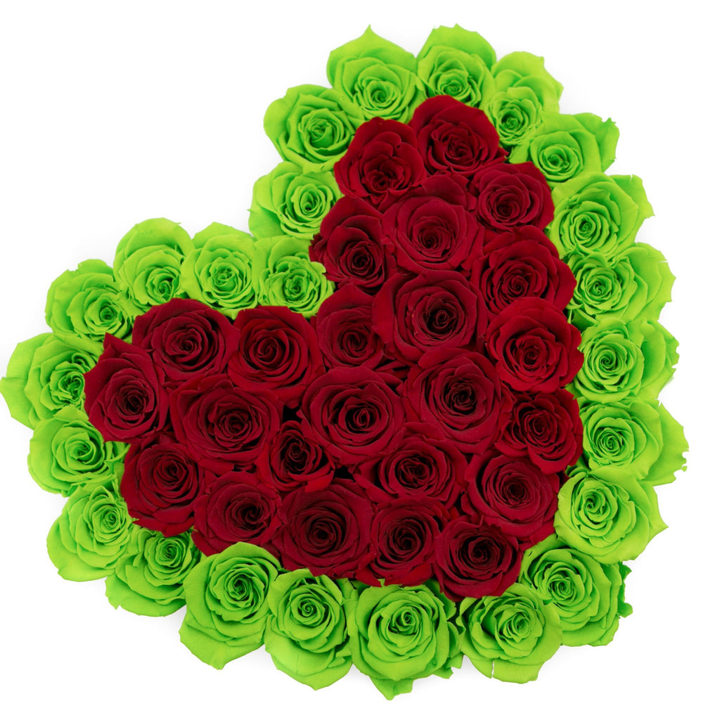 LOVE box - black - light-green&red  ETERNITY roses mixed eternity roses - the million roses