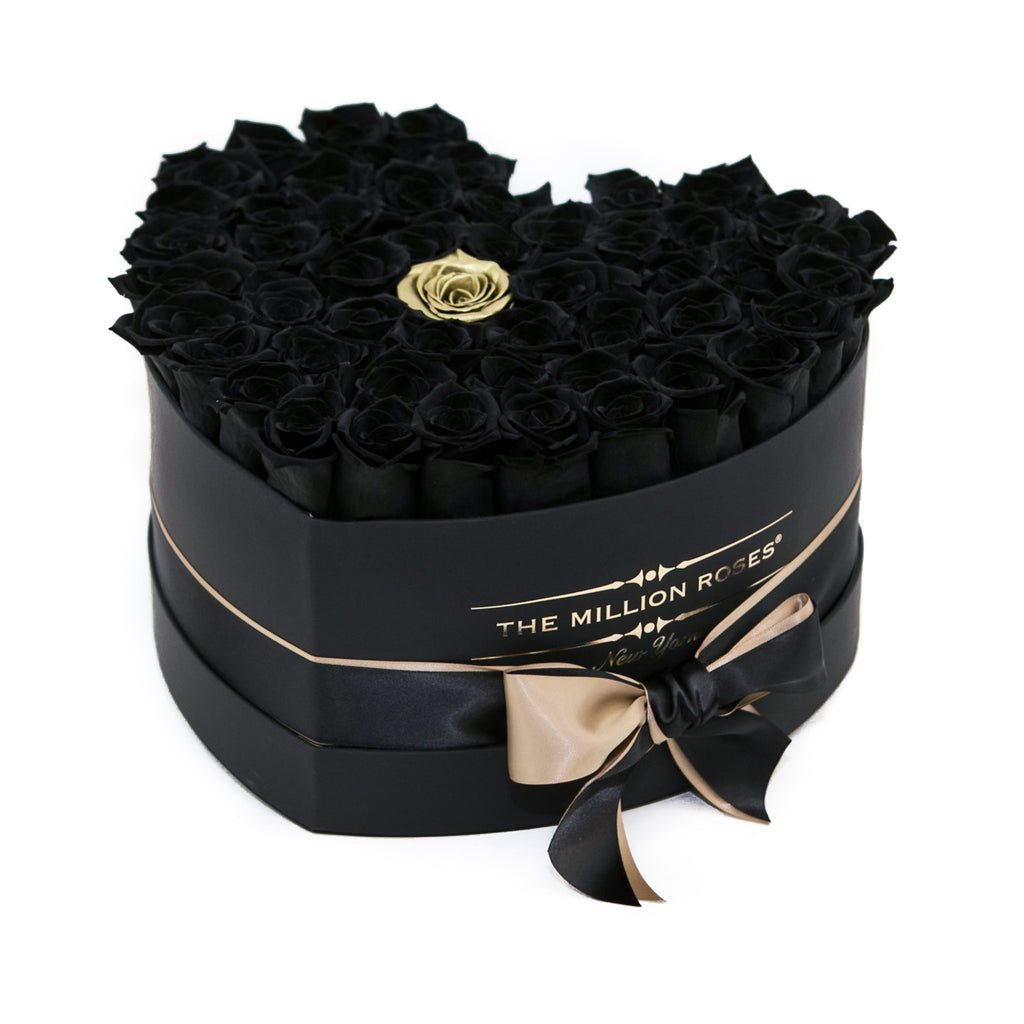 LOVE box - black - black&single-gold ETERNITY roses