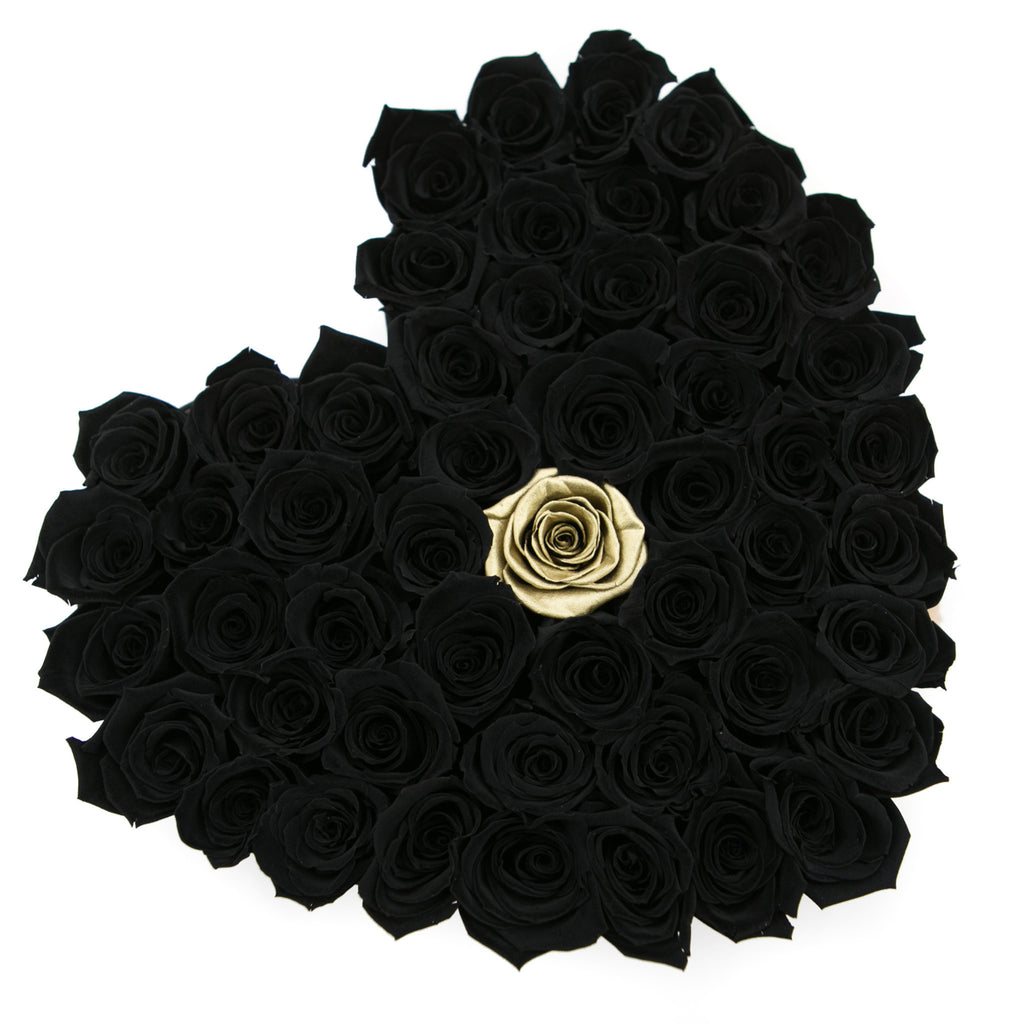 LOVE box - black - black&single-gold ETERNITY roses