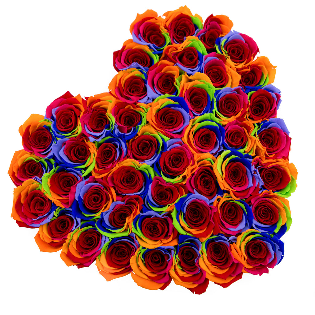 LOVE box - white - rainbow ETERNITY roses