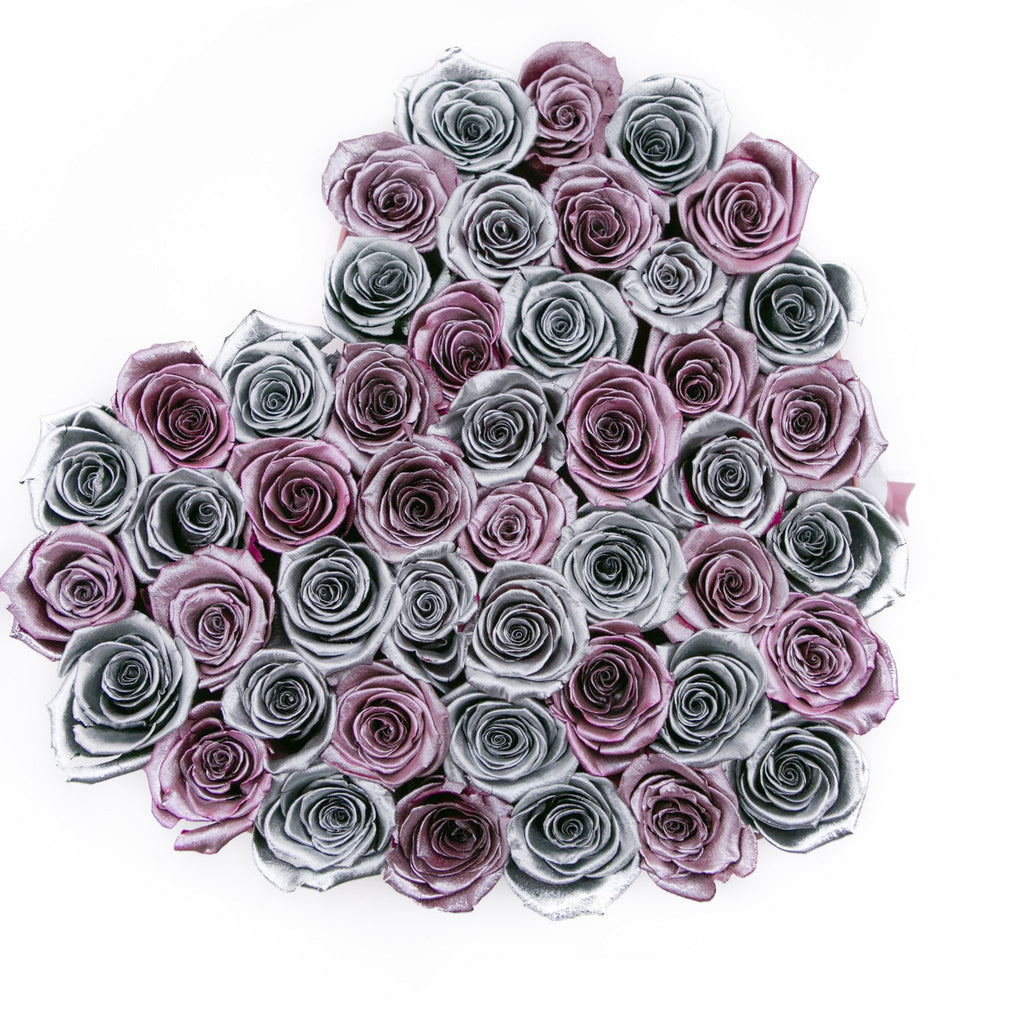 LOVE box - pink - rose-gold&silver-mix  ETERNITY roses rose gold - the million roses