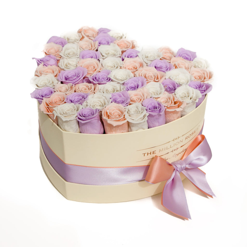 LOVE box - vanilla - white-peach-lavender ETERNITY roses
