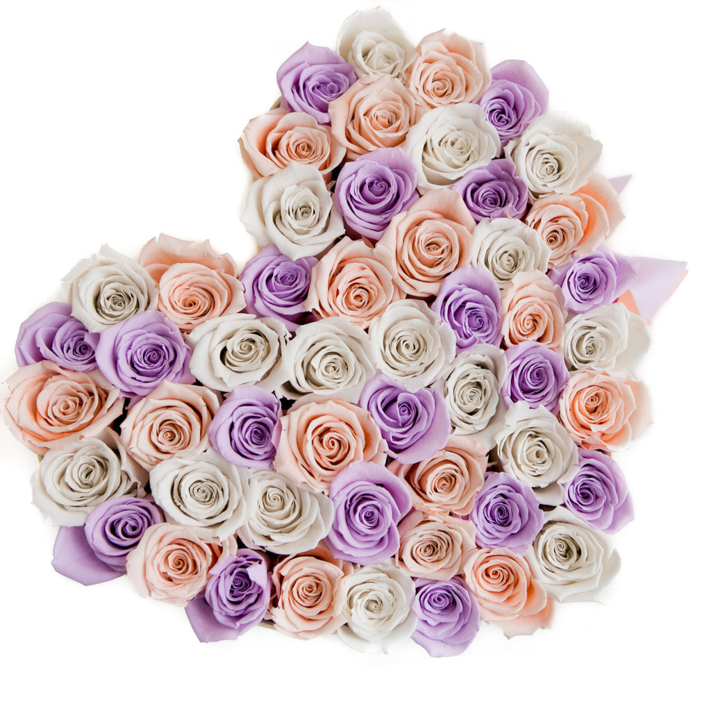 LOVE box - vanilla - white-peach-lavender ETERNITY roses