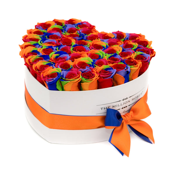 LOVE box - white - rainbow ETERNITY roses