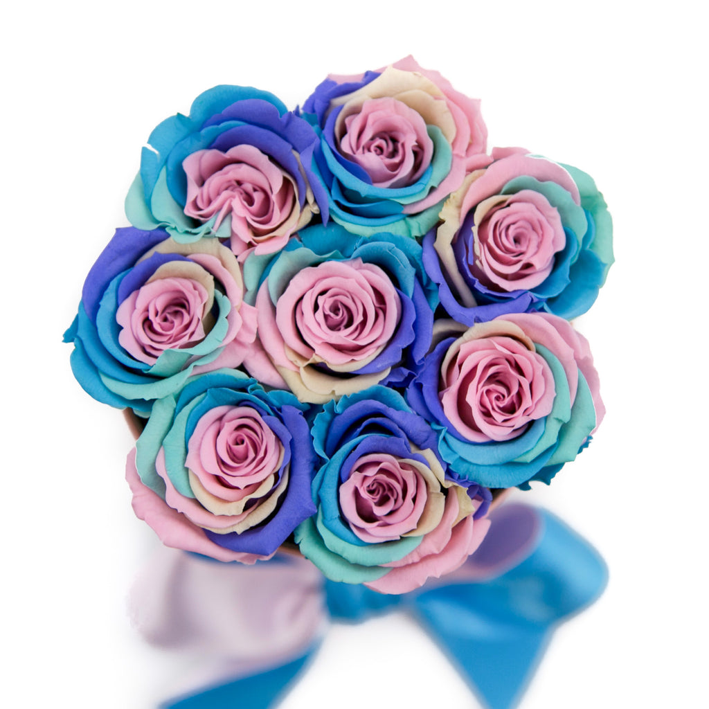 the million KIDS box - pink - pastel-rainbow ETERNITY spray roses