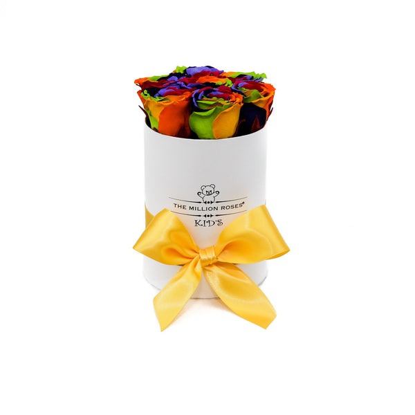 the million KIDS box - white - rainbow ETERNITY spray roses rainbow eternity roses - the million roses