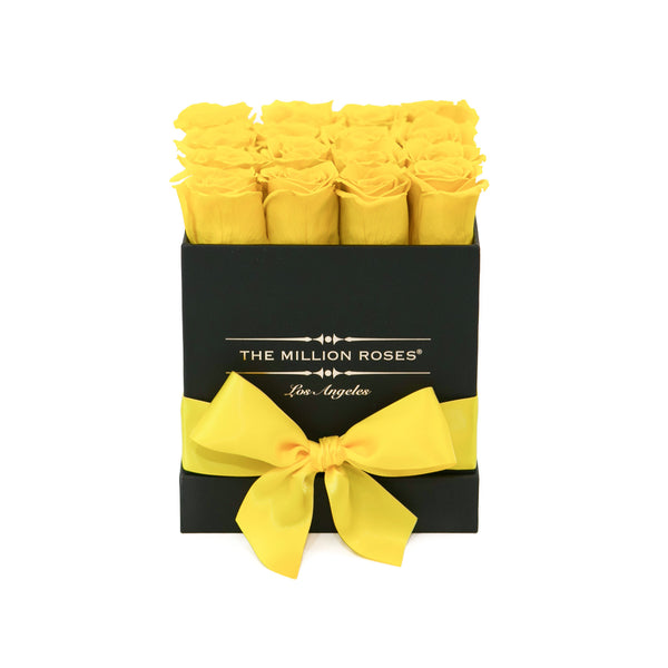 small SQUARE box - black - yellow ETERNITY roses