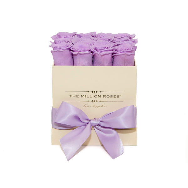 small SQUARE box - vanilla - lavender ETERNITY roses