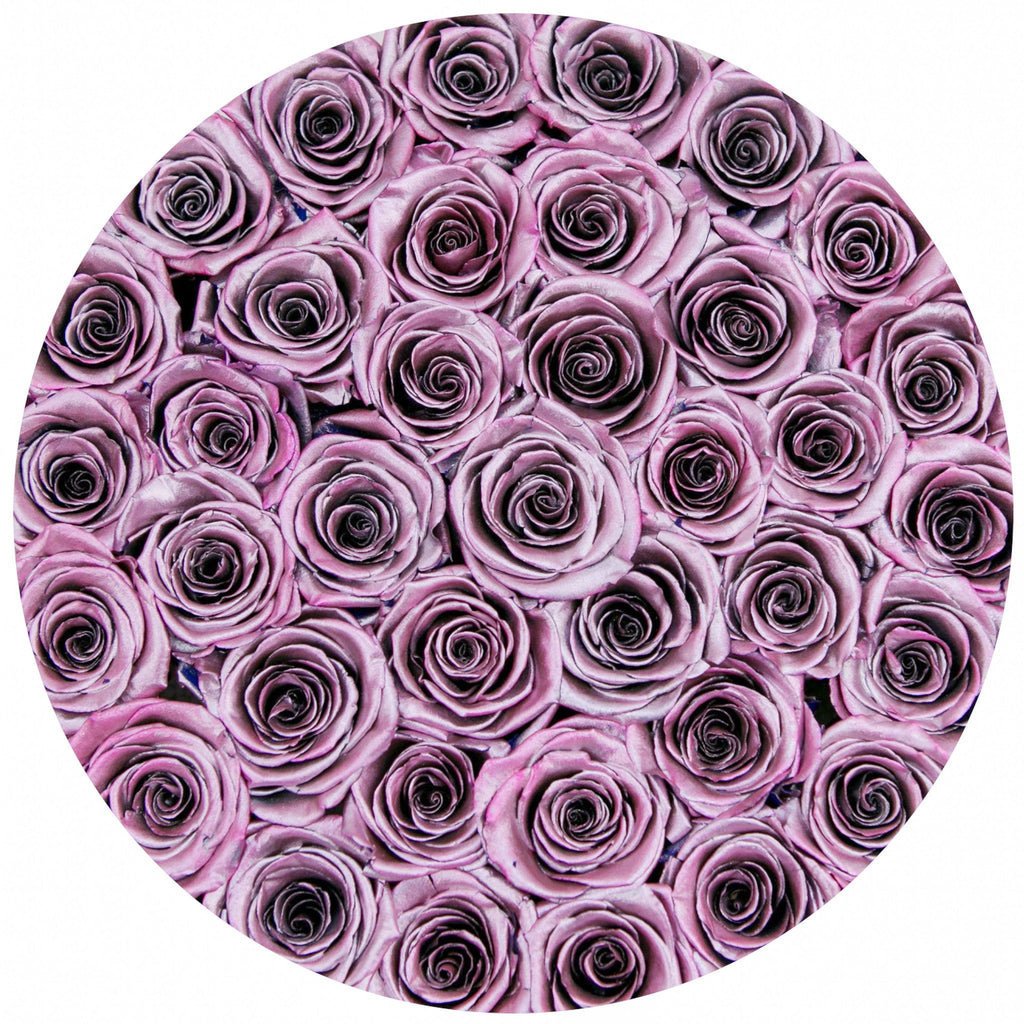 medium round box - white - rose gold ETERNITY roses rose gold - the million roses
