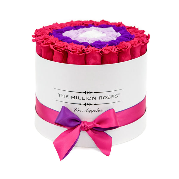 medium round box - white - hotpink-mediumpurple-lavender-white (target) ETERNITY roses