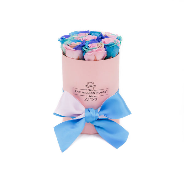 the million KIDS box - pink - pastel-rainbow ETERNITY spray roses