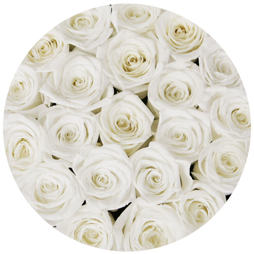 small round box - black - white ETERNITY roses white eternity roses - the million roses