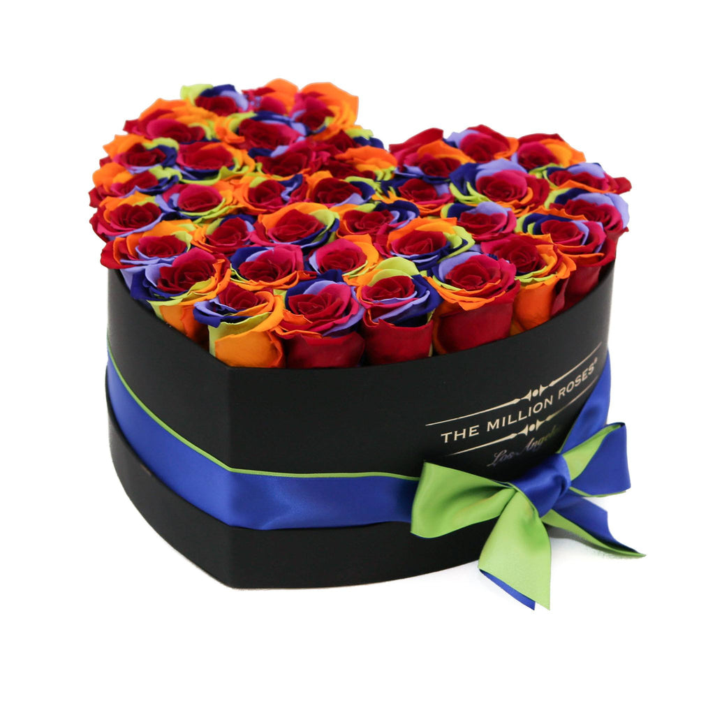 LOVE box - black - rainbow ETERNITY roses rainbow eternity roses - the million roses
