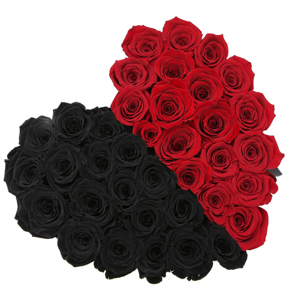 LOVE box - white - black&red  ETERNITY roses red eternity roses - the million roses