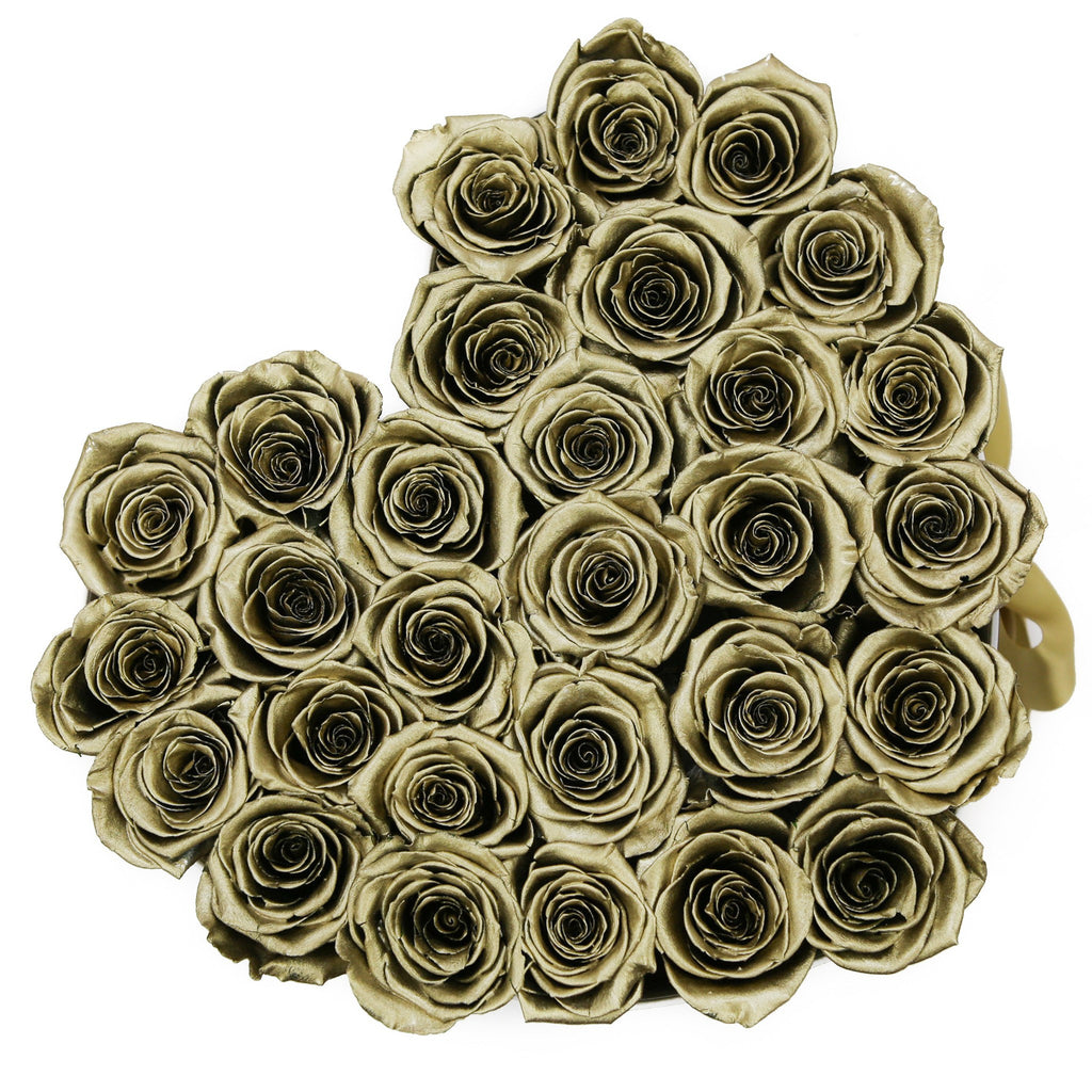 LOVE box - white - olive-gold ETERNITY roses olive-gold eternity roses - the million roses