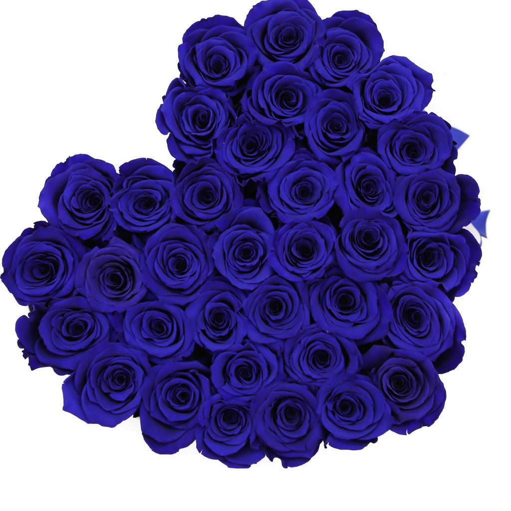 LOVE box - silver - blue ETERNITY roses
