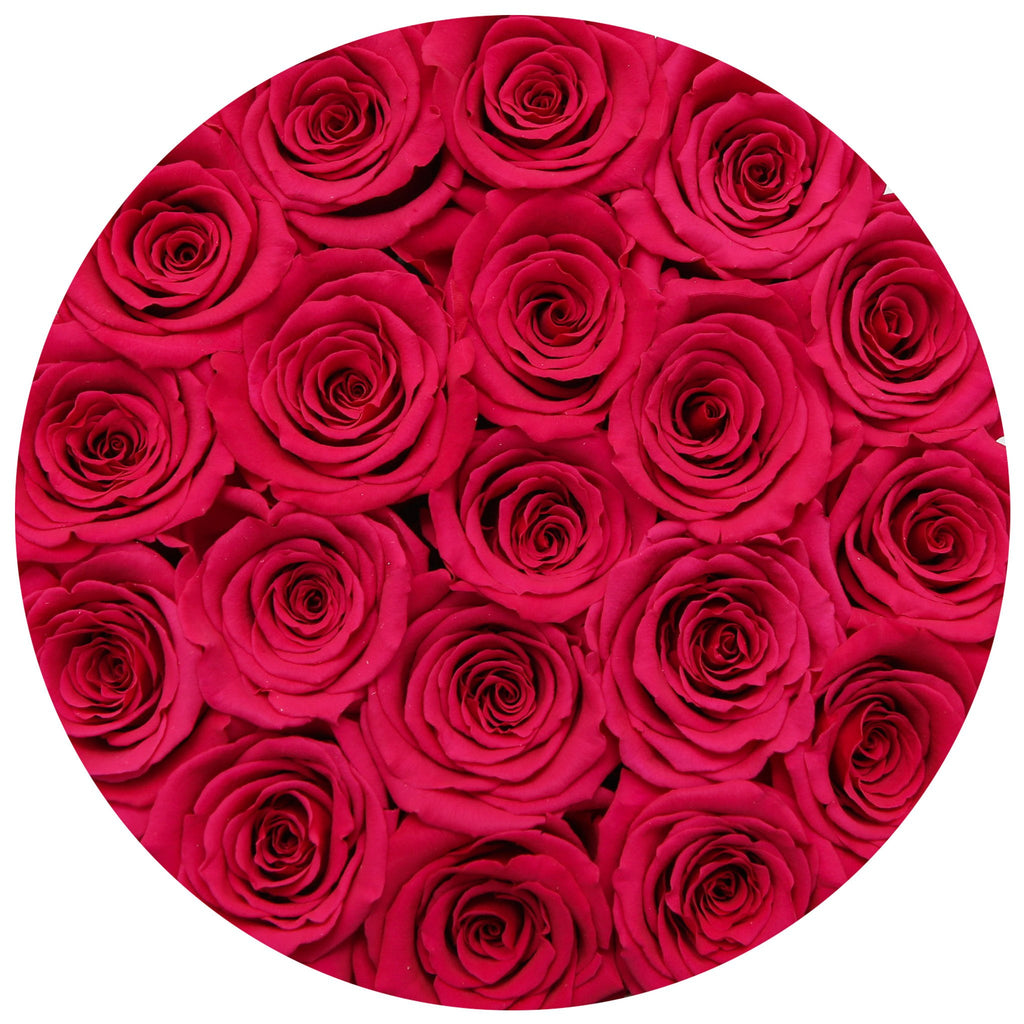 small round box - silver - hot-pink ETERNITY roses pink eternity roses - the million roses