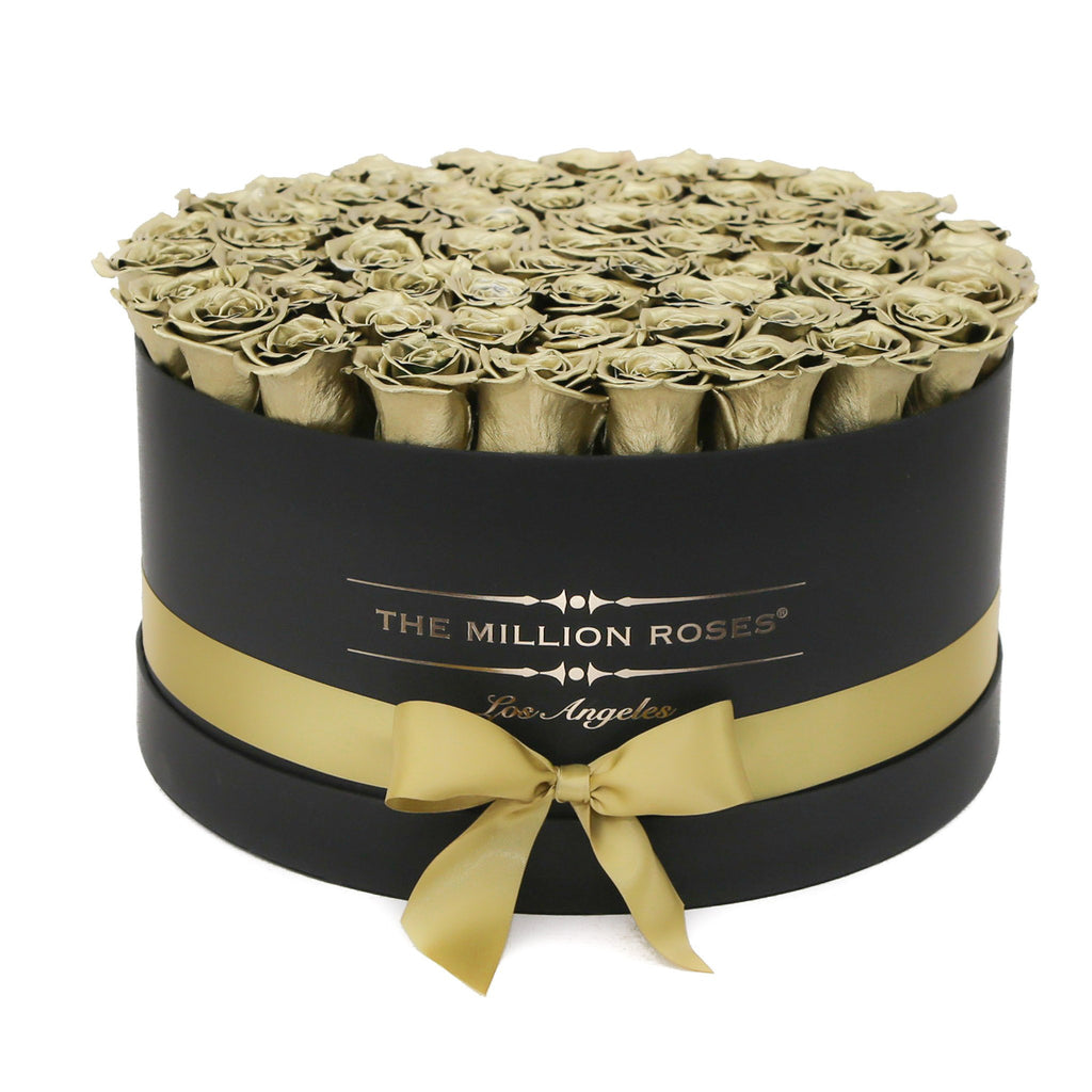 the million LARGE box - black - olive-gold ETERNITY roses olive-gold eternity roses - the million roses