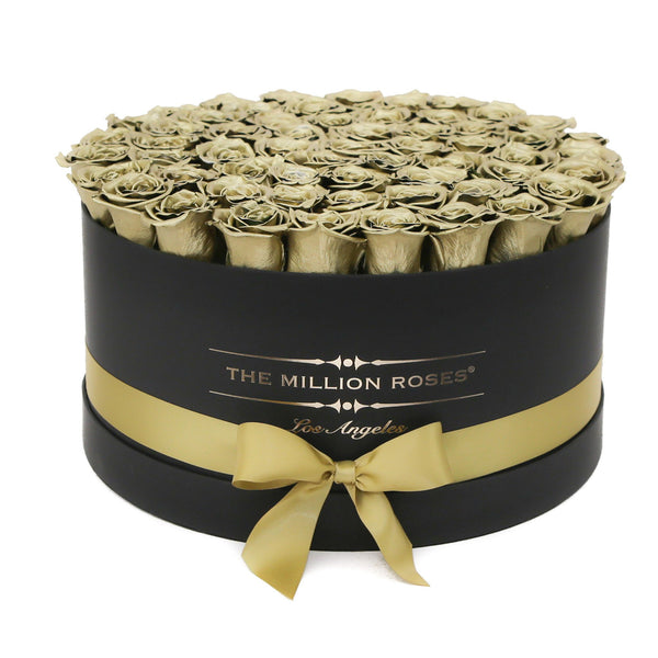the million LARGE box - black - olive-gold ETERNITY roses olive-gold eternity roses - the million roses