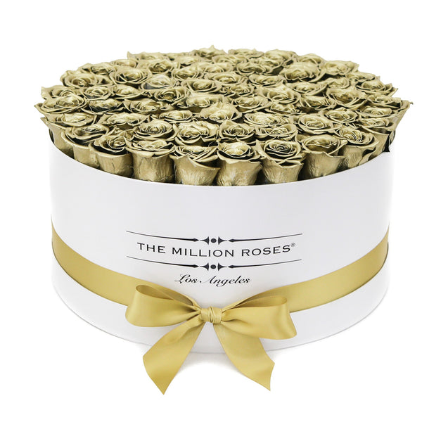 the million LARGE box - white - olive-gold ETERNITY roses olive-gold eternity roses - the million roses