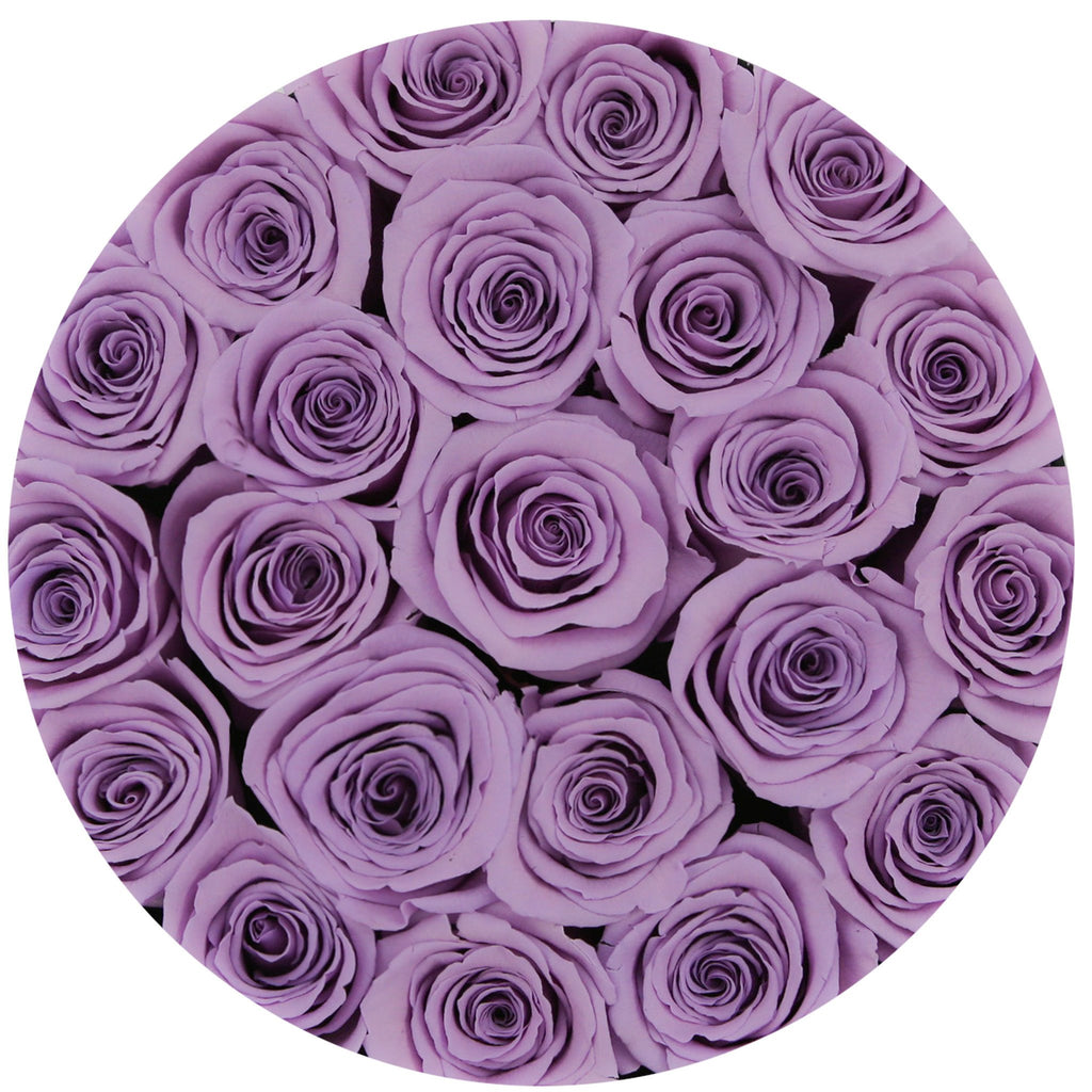 small round box - black - lavender ETERNITY roses lavender eternity roses - the million roses