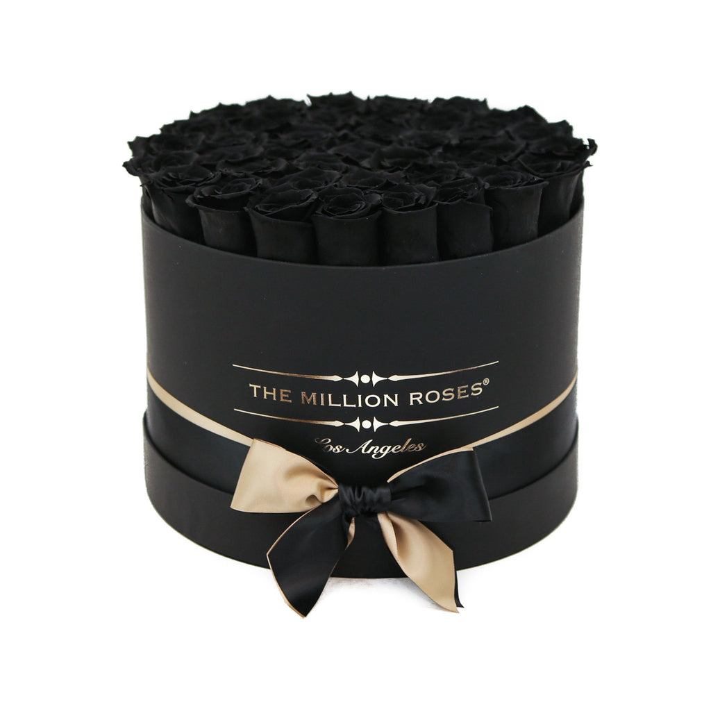 medium round box - black - black ETERNITY roses black eternity roses - the million roses
