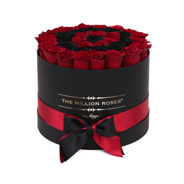 medium round box - black - red&black (target) ETERNITY roses mixed eternity roses - the million roses