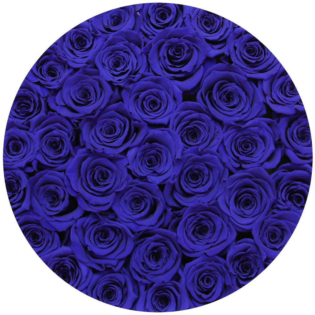 medium round box - white - blue ETERNITY roses blue eternity roses - the million roses