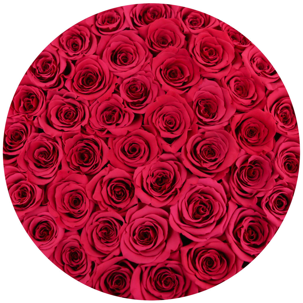 medium round box - white - hot-pink ETERNITY roses pink eternity roses - the million roses