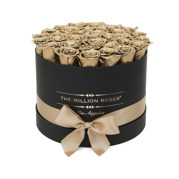 medium round box - black - 24k-gold ETERNITY roses 24k gold eternity roses - the million roses