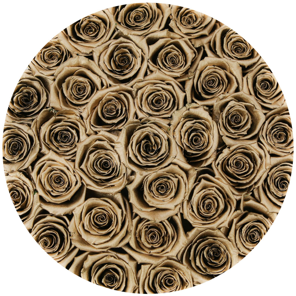 medium round box - white - 24k-gold ETERNITY roses 24k gold eternity roses - the million roses