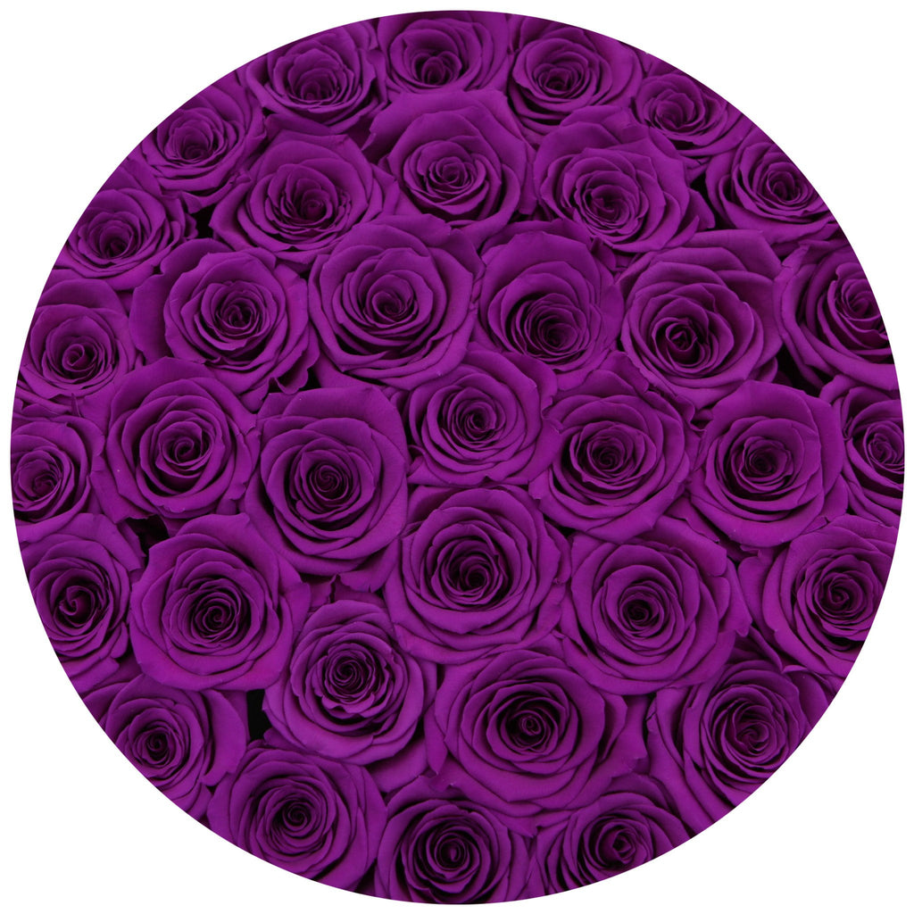 medium round box - white - medium-purple ETERNITY roses purple eternity roses - the million roses