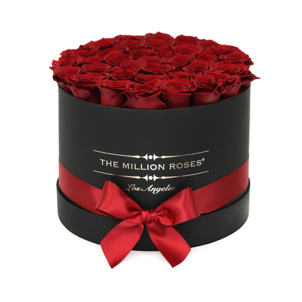 medium round box - black - red ETERNITY roses red eternity roses - the million roses