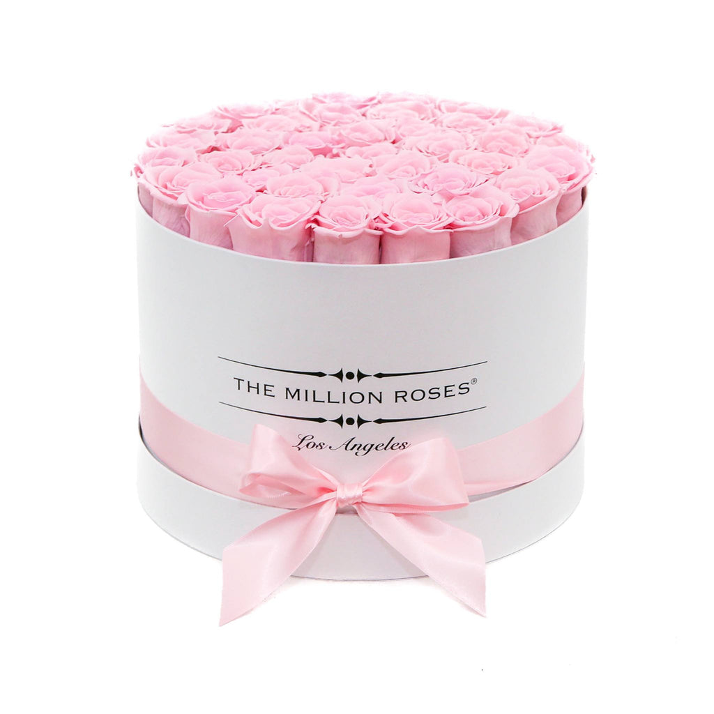 medium round box - white - light-pink ETERNITY roses pink eternity roses - the million roses