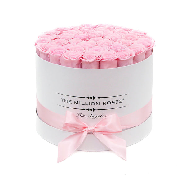 medium round box - white - light-pink ETERNITY roses pink eternity roses - the million roses