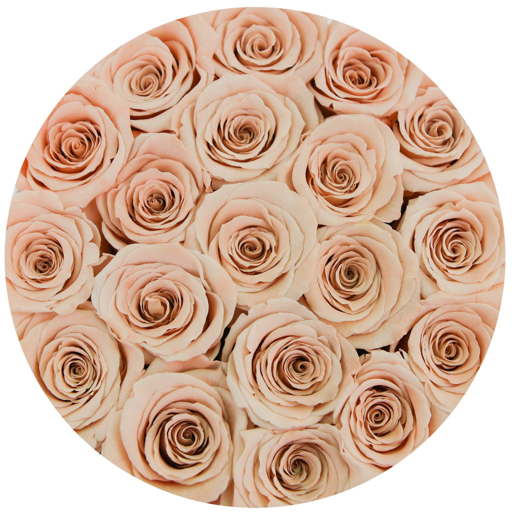 small round box - silver - peach ETERNITY roses peach eternity roses - the million roses