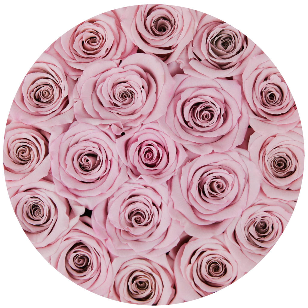small round box - silver - light-pink ETERNITY roses pink eternity roses - the million roses
