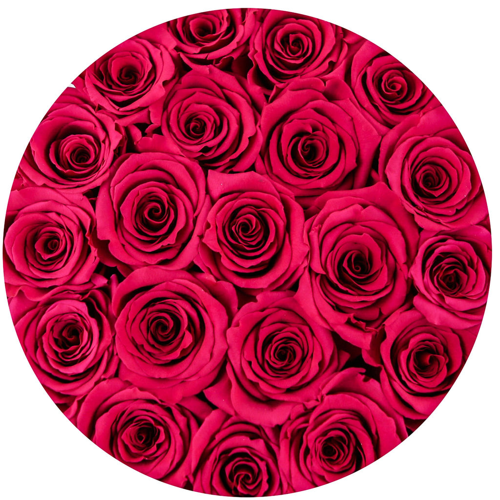 small round box - black - hot-pink ETERNITY roses pink eternity roses - the million roses