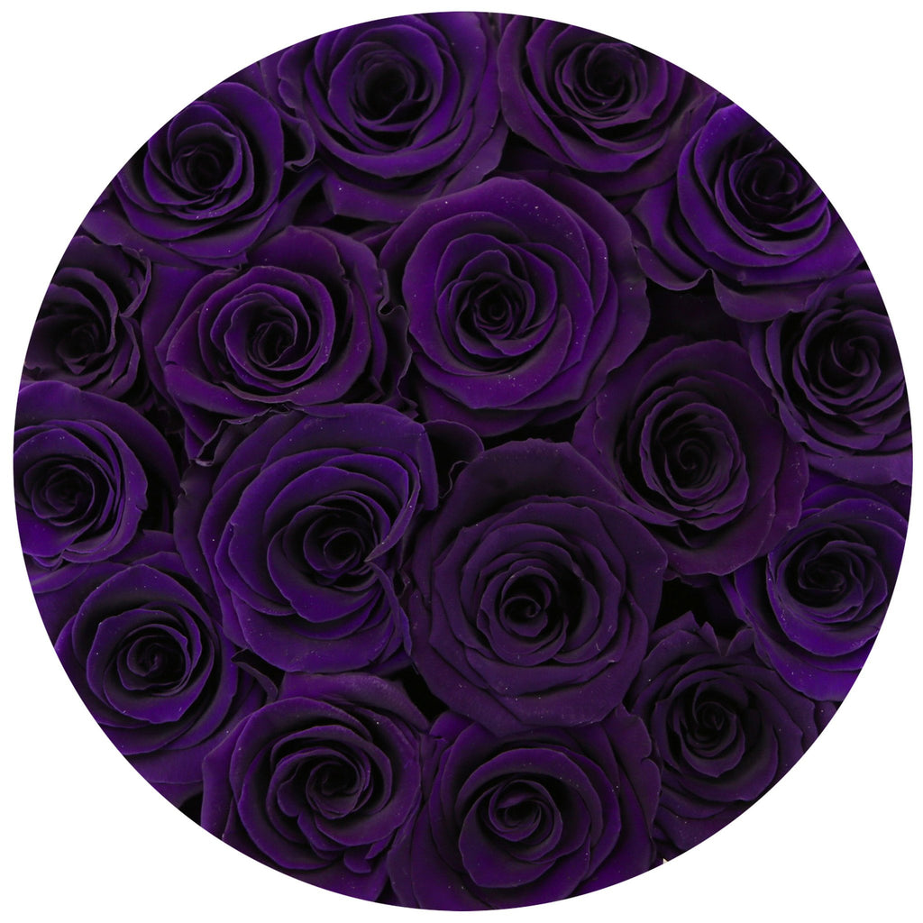 small round box - black - dark purple ETERNITY roses purple eternity roses - the million roses
