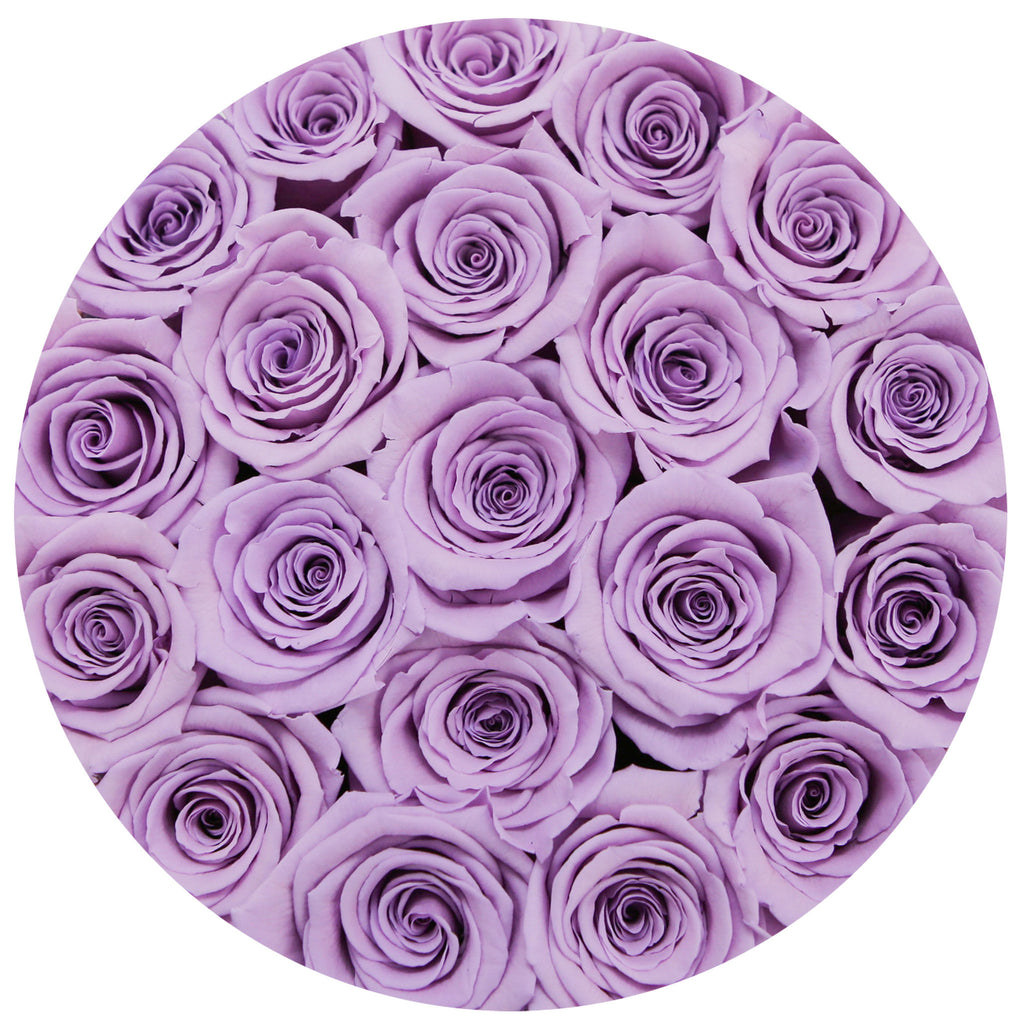 small round box - vanilla - lavender ETERNITY roses