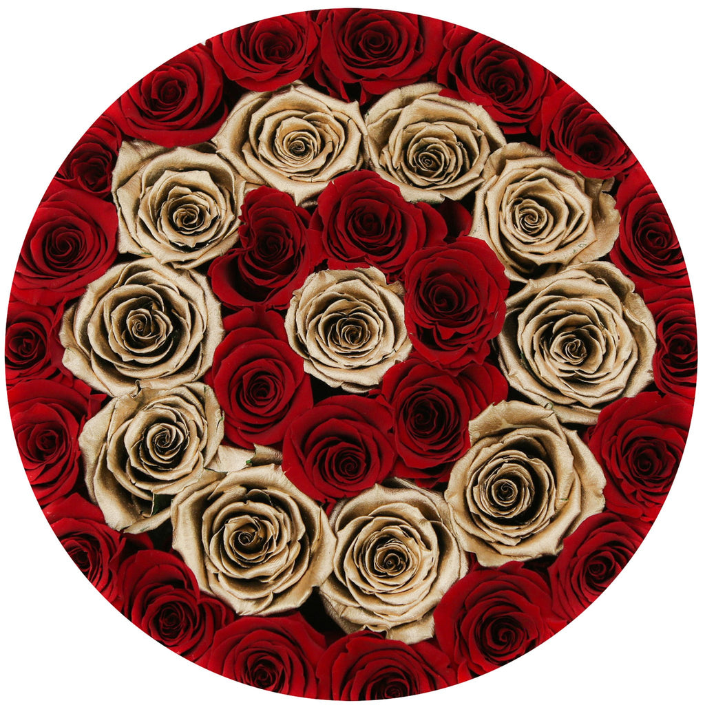 medium round box - black - red&24k-gold (target) ETERNITY roses 24k gold eternity roses - the million roses
