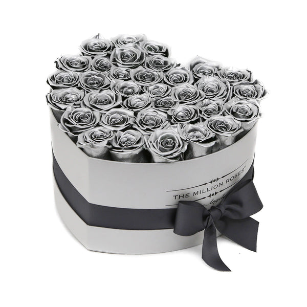 LOVE box - silver - silver ETERNITY roses