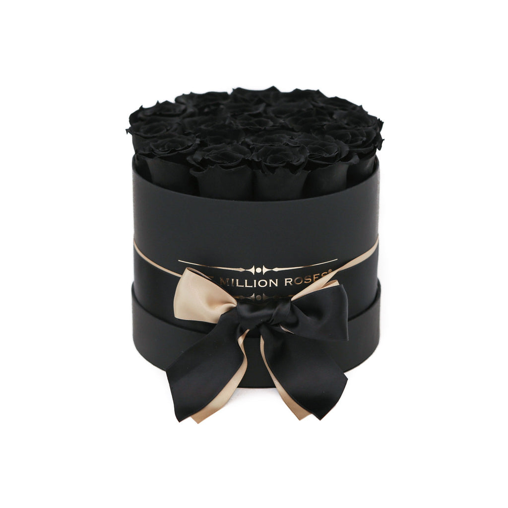 small round box - black - black ETERNITY roses black eternity roses - the million roses