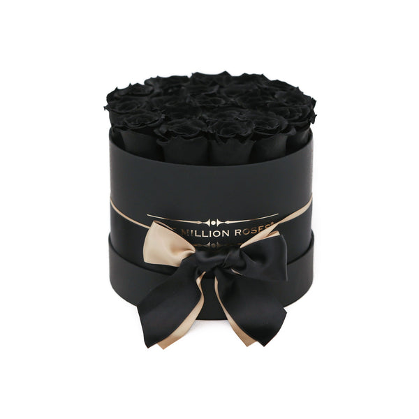 small round box - black - black ETERNITY roses black eternity roses - the million roses