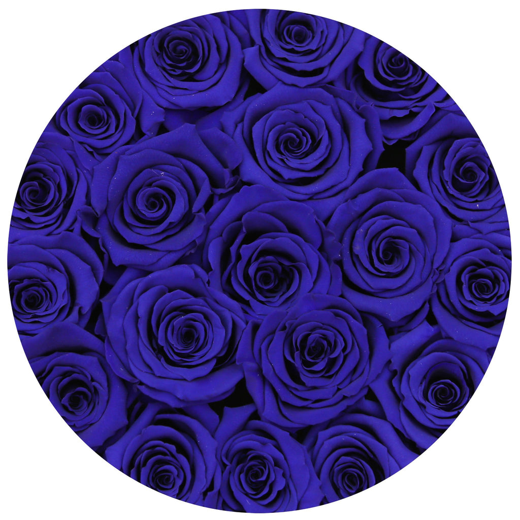small round box - black - blue ETERNITY roses blue eternity roses - the million roses