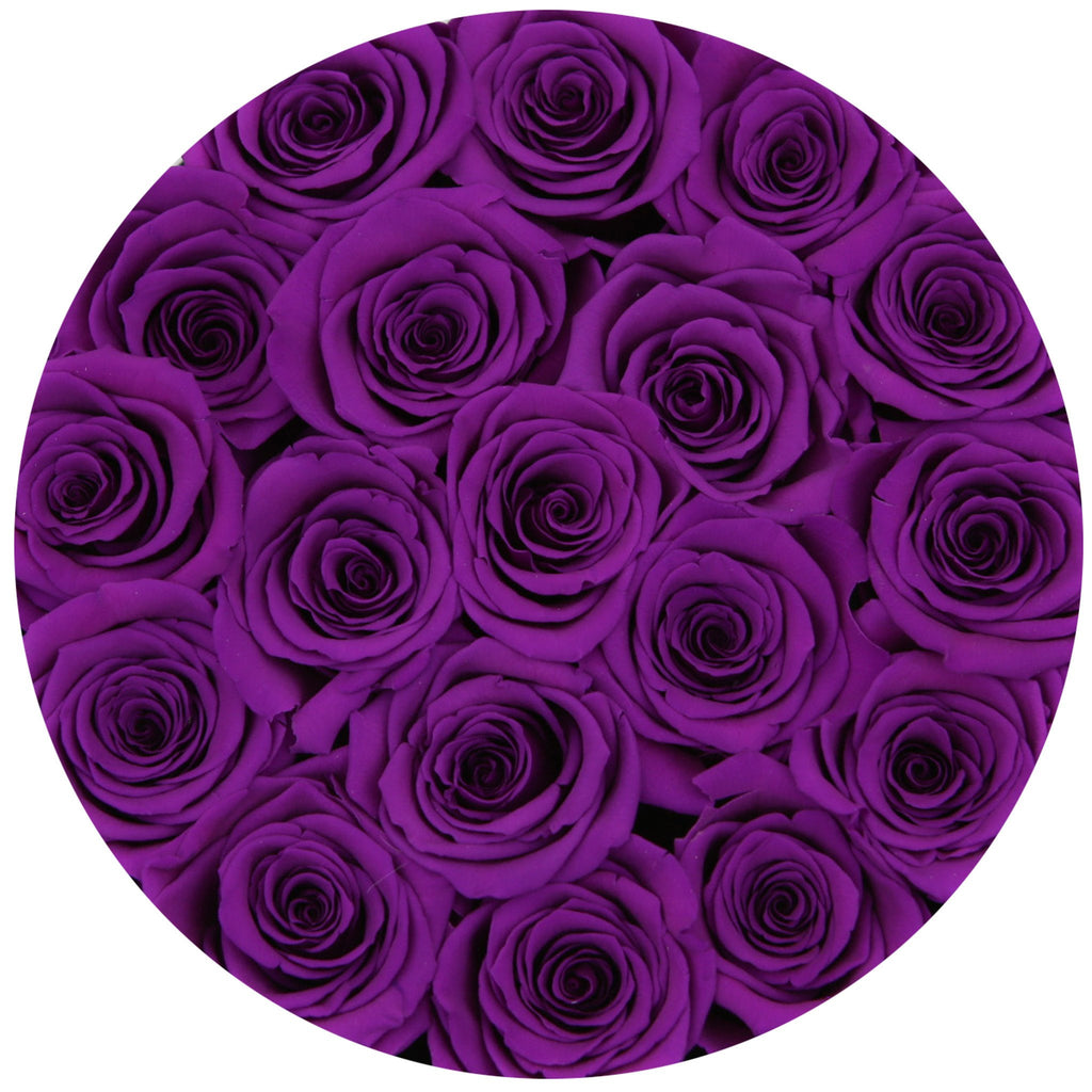 small round box - black - medium purple ETERNITY roses purple eternity roses - the million roses