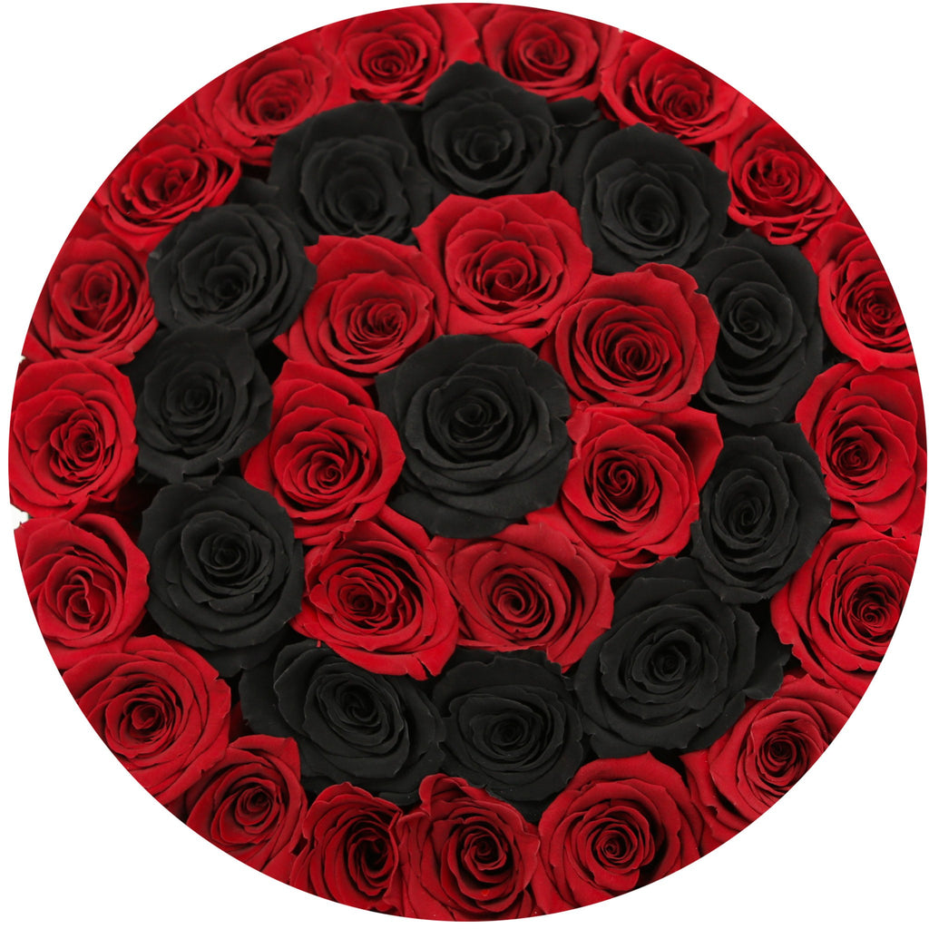 medium round box - black - red&black (target) ETERNITY roses mixed eternity roses - the million roses