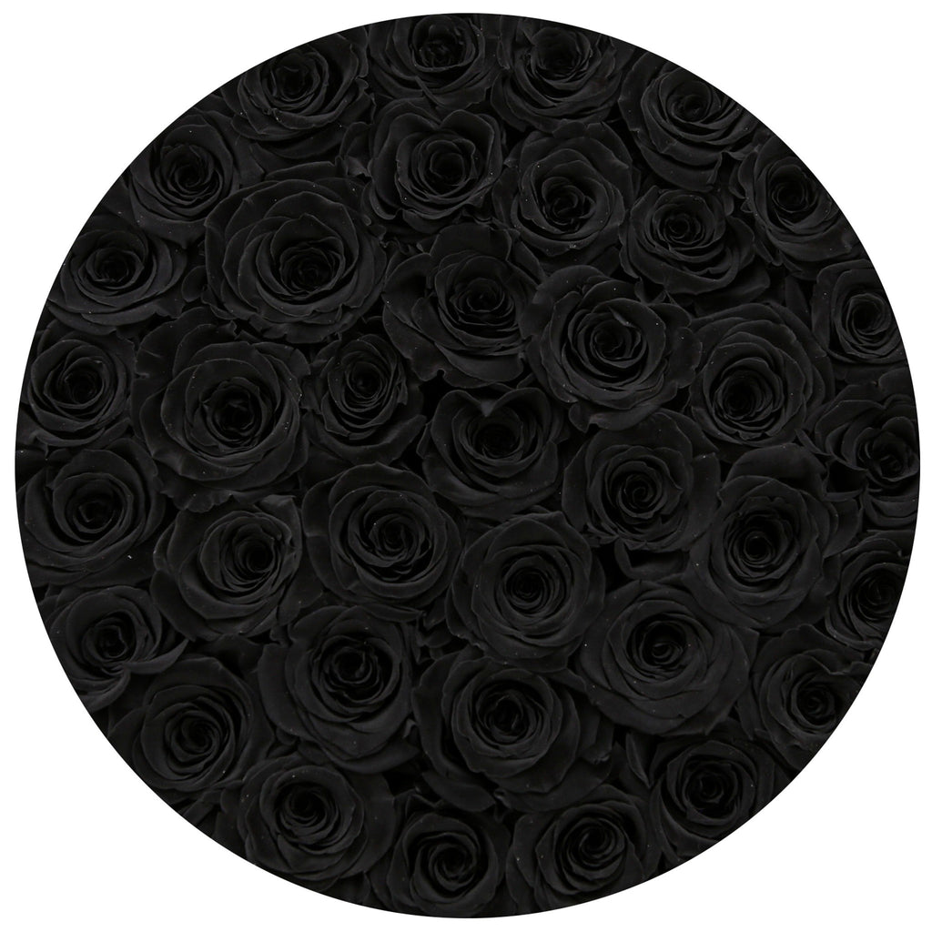 medium round box - white - black ETERNITY roses black eternity roses - the million roses